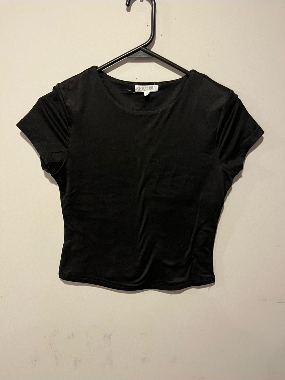 Black Crew Neck Short Sleeve crop tee medium